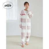 gelato pique秋冬女睡衣粉扑条纹V领长开衫 外穿PWNT245039