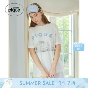 海豹满印系带短裤 gelato 女睡裤 pique25夏季 PWCP252207 新品