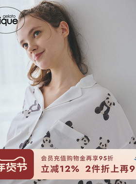 gelato pique秋冬女睡衣套装周年纪念主题印花衬衫PWCT234208