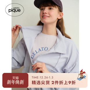 gelato PWFT241218 pique春夏女睡衣轻便纯色收腰连帽开衫