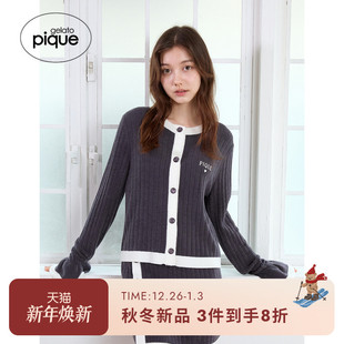 PWNT254104 女睡衣拼色针织字母爱心开衫 gelato pique25秋冬新品