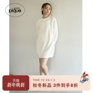 短裙PWNO255033 女睡裙立体爱心连衣裙长袖 gelato pique25秋冬新品