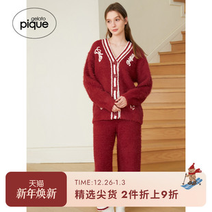 gelato pique秋冬女家居服节日本命年红羽毛纱PWNP245085
