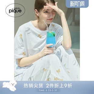 gelato T恤PWCT251288 pique春夏女睡衣满印小熊圆领短袖