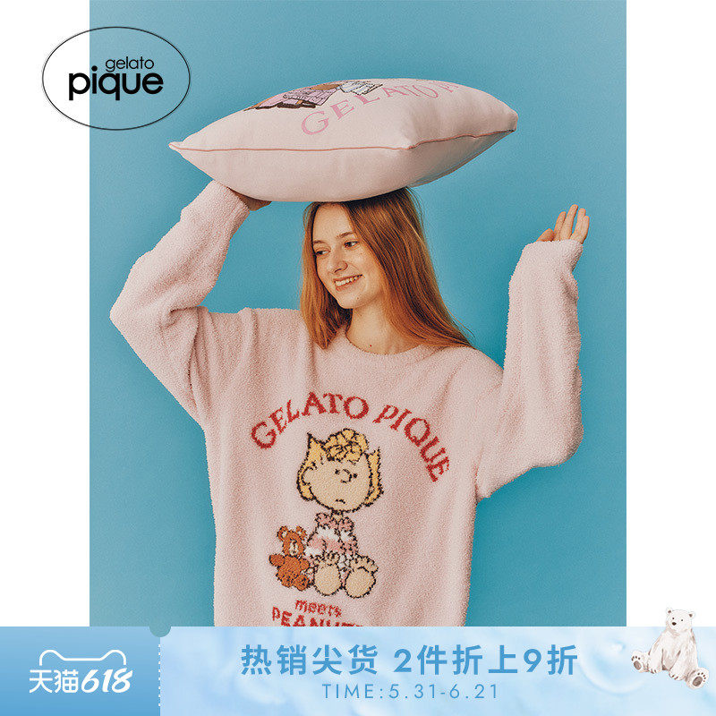 gelato pique25秋冬新品女睡衣史努比联名半边绒套头衫PWNT255057