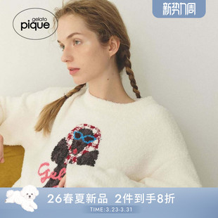 套头衫 女睡衣半边绒头巾狗长袖 PWNT261070 pique26春夏新品 gelato