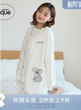 gelato pique25秋冬新品轻薄半边绒考拉提花长袖开衫PWNT254036