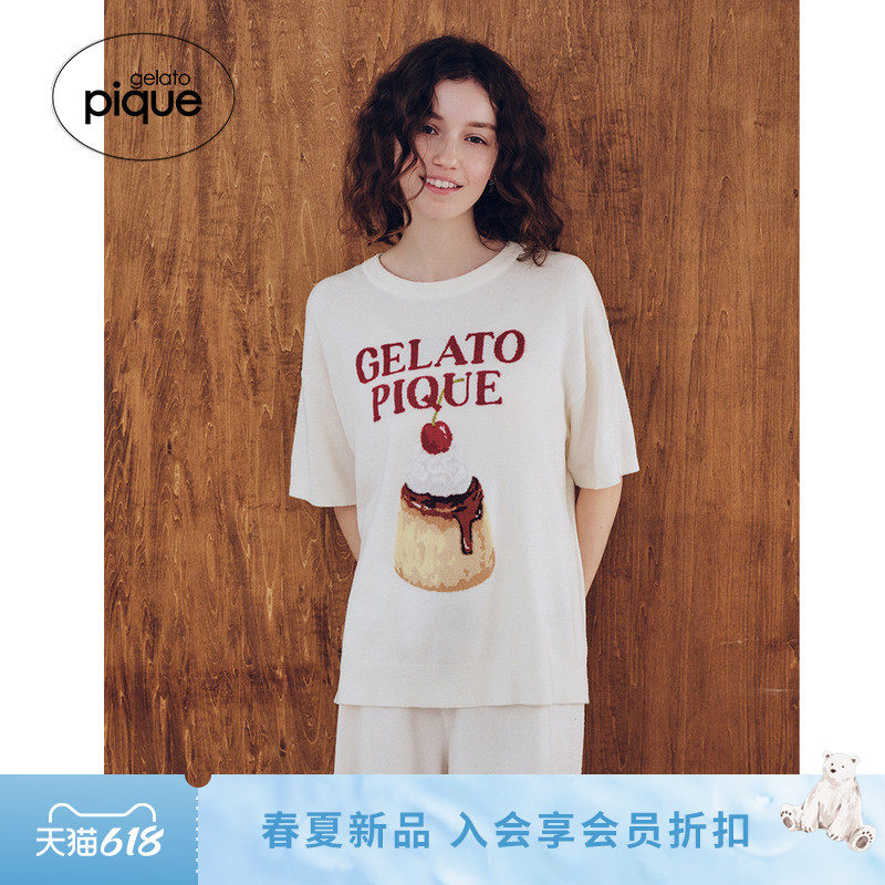 gelato pique26春夏新品女睡衣套装薄绒布丁短袖短裤PWNT262055
