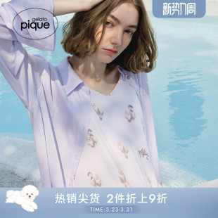 衬衫 gelato 女纯色系带长袖 新品 睡衣PWFT252304 pique25夏季