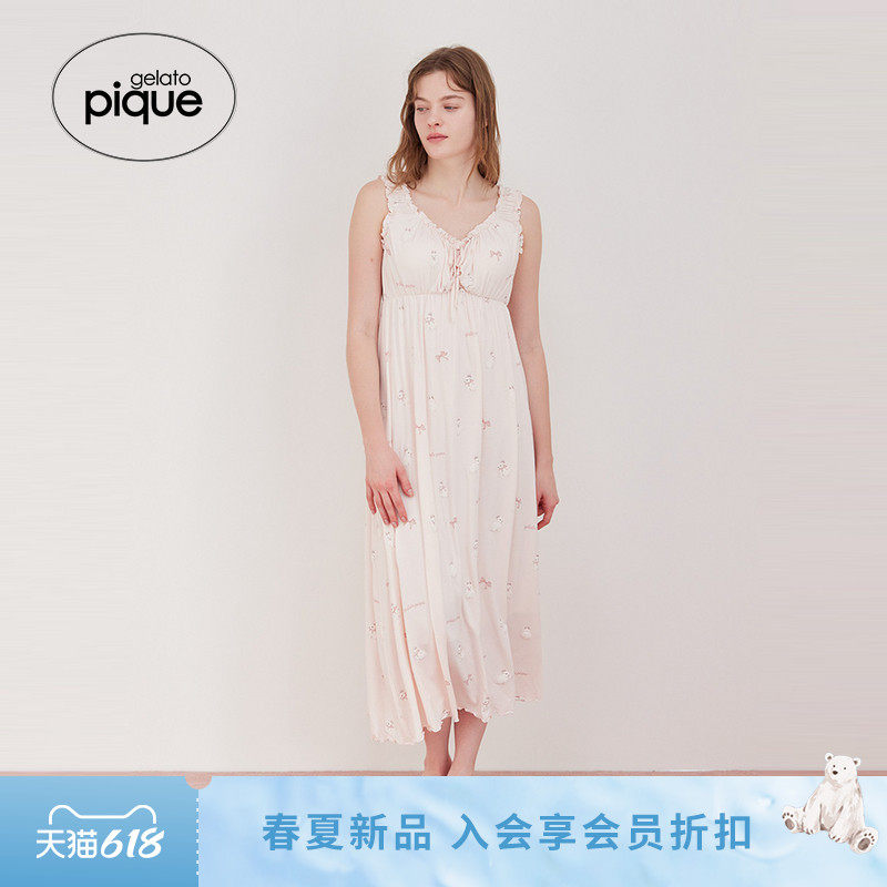 gelato pique26春夏新品女睡裙蝴蝶结兔子吊带连衣裙PWCO261390