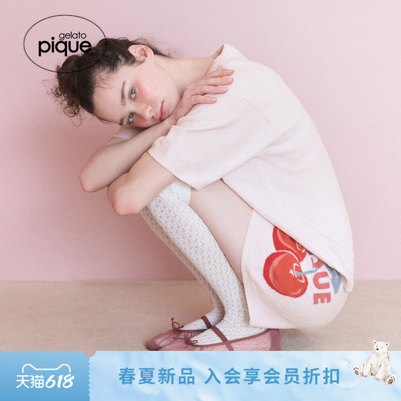 gelato pique26春夏新品女睡裤薄绒水果提花系带短裤PWNP262053