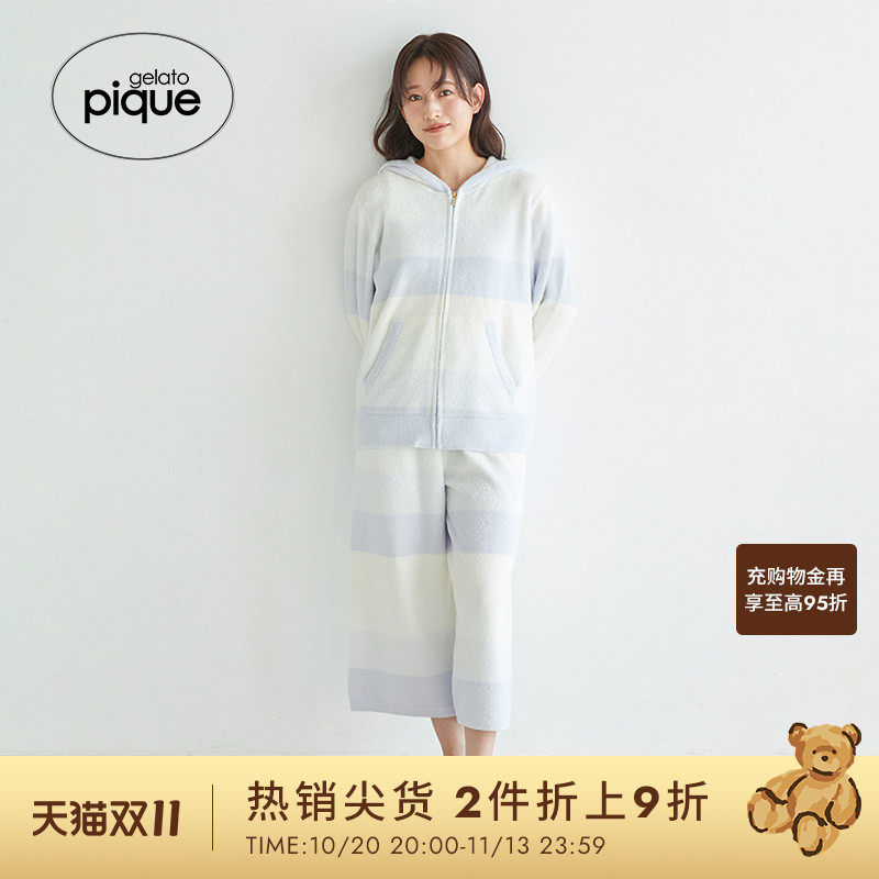 gelato pique25夏季新品女奶昔条纹系带睡裤七分裤PWNP252009