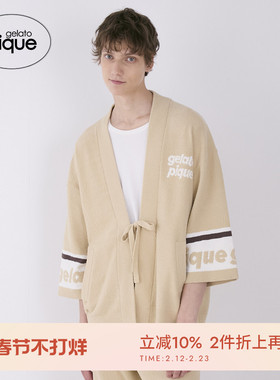 gelato pique秋冬男女同款睡衣半边绒系带开衫PHNT244911