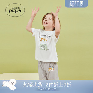 睡裤 gelato 儿童睡眠小狗印花短裤 新品 PKCP252674 pique25夏季