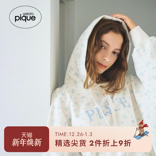 gelato 卫衣PWCT245260 pique秋冬女睡衣纯色碎花连帽长袖