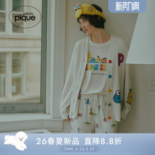PWNT261111 女睡衣半边绒芝麻街V领开衫 gelato pique26春夏新品