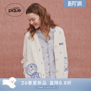 PWNT261017 女睡衣半边绒哆啦A梦V领开衫 gelato pique26春夏新品