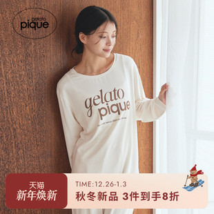 T恤家居服PWCT255320 女睡衣字母圆领长袖 gelato pique25秋冬新品