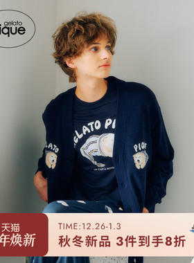 gelato pique25秋冬新品男女同款睡衣印花纽扣开衫PMNT254951