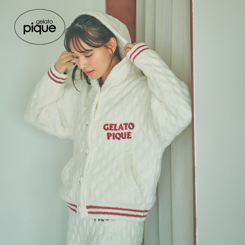 gelatopique草莓纹理连帽开衫