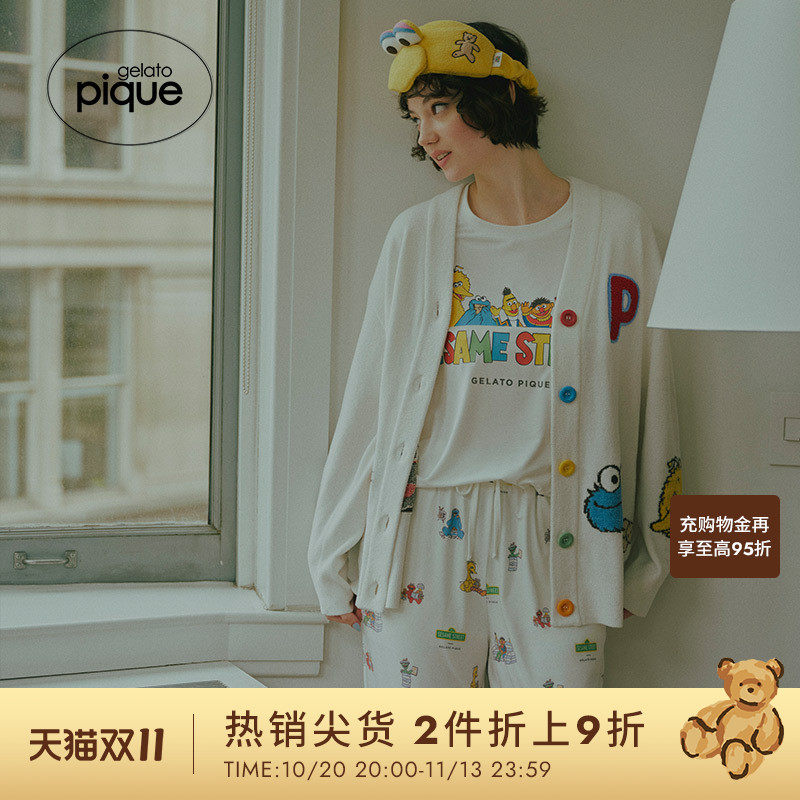 gelato pique26春夏新品女睡衣芝麻街印花T恤居家PWCT261327