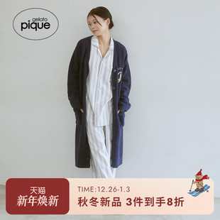 长袍PWNT255097 女睡衣半边绒字母音符开衫 gelato pique25秋冬新品