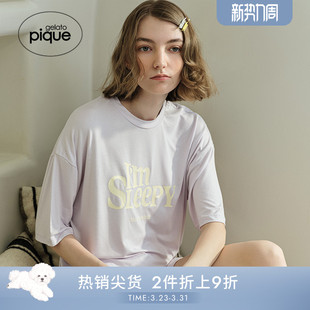 套装 短裤 PWCT251274 pique春夏女睡衣字母印花短袖 gelato