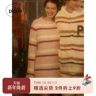 gelato 连衣裙PWNO245079 pique秋冬女睡衣半边绒条纹长袖