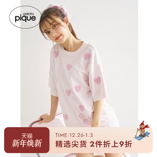 女睡衣爱心提花短袖 新品 T恤家居服PWNT252056 pique25夏季 gelato