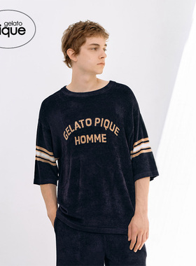 gelato pique秋冬男女同款睡衣薄半边绒字母套头PHNT234911