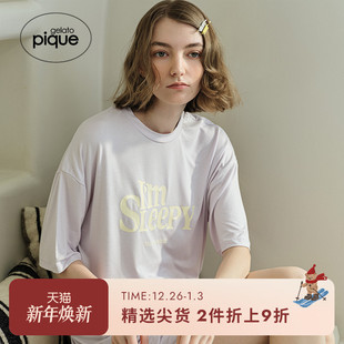 套装 gelato 短裤 女睡衣字母印花短袖 PWCT251274 pique25春夏新品