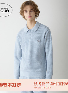 gelato pique25秋冬新品男女同款睡衣纯色华夫格套头衫PHNT255928