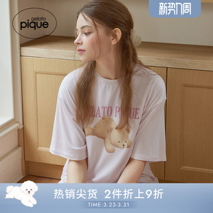 套装 gelato 女满印睡眠小熊睡衣短裤 新品 PWCT252359 pique25夏季