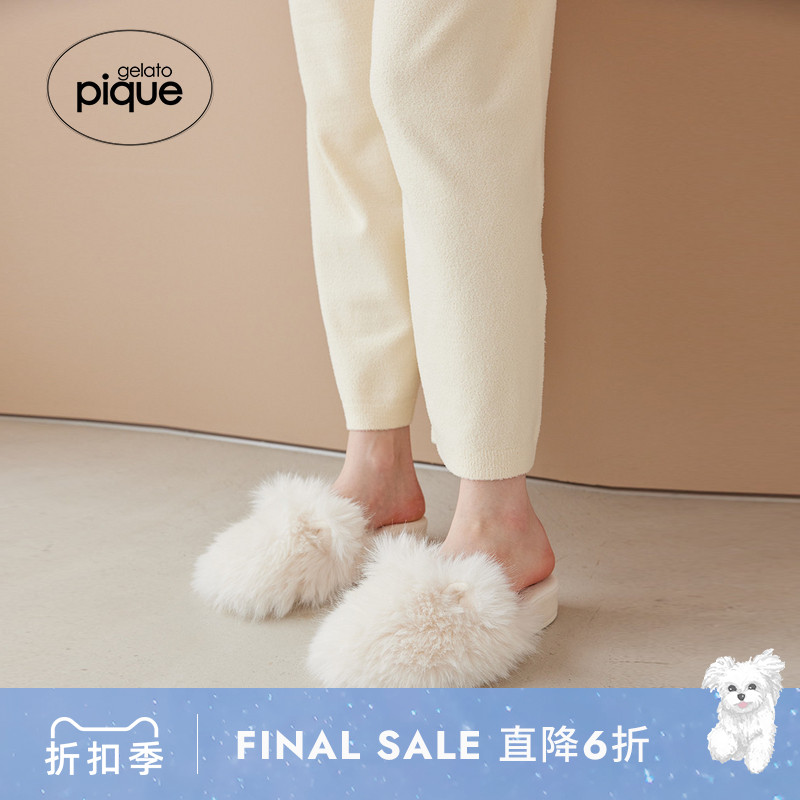 gelato pique26春夏新品女拖鞋毛绒纯色平底家居鞋PWGS261607图片