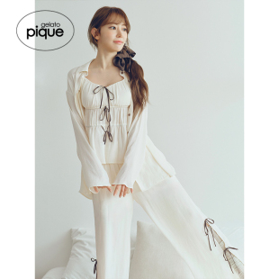 饰系带长睡裤 gelato 女纯色侧开丝带装 pique25夏季 PWFP252306 新品