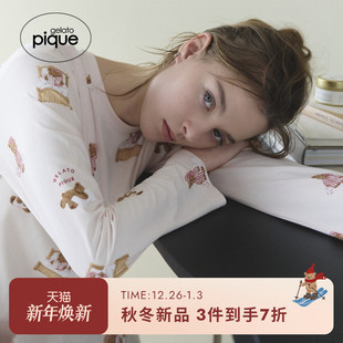gelato 女睡裙晚安小熊满印连衣裙长裙PWCO254366 pique25秋冬新品
