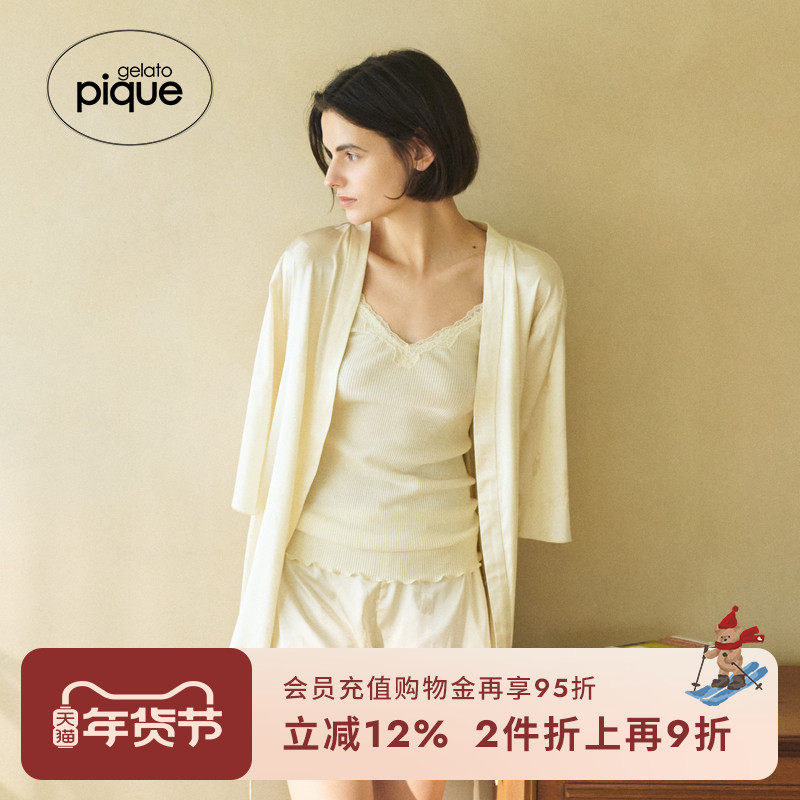 gelato pique春夏女睡衣玫瑰暗纹缎面系带睡袍PWFT242307,女士内衣/男士内衣/家居服,睡袍/浴袍,淘宝优惠券,粉丝福利购,淘宝优惠卷