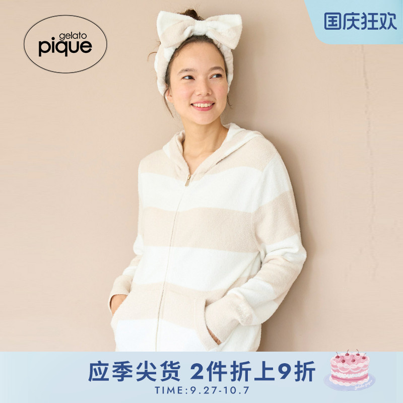 gelatopique薄半边绒连帽卫衣