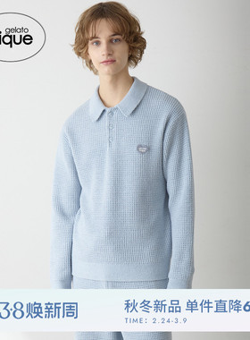 gelato pique25秋冬新品男女同款睡衣纯色华夫格套头衫PHNT255928