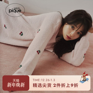 gelato 连衣裙居家PWNO245062 pique秋冬女睡裙樱桃针织长袖