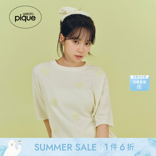 爱心提花字母系带短裤 gelato 女睡裤 pique25夏季 PWNP252057 新品