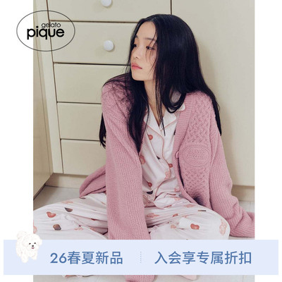 gelato pique26春夏新品女睡裤情人节小熊爱心满印长裤PWCP261321