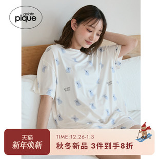T恤柔软睡衣PWCT254249 女考拉满印短袖 gelato pique25秋冬新品