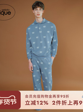 gelato pique秋冬男女同款睡裤字母松紧长裤居家PHCP244909
