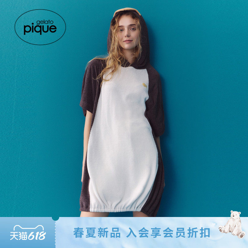 gelato pique26春夏新品斗篷北极熊企鹅套头浴袍居家PSGG262840
