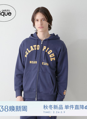 gelato pique25秋冬新品男运动熊刺绣字母拉链连帽外套PMCT254981