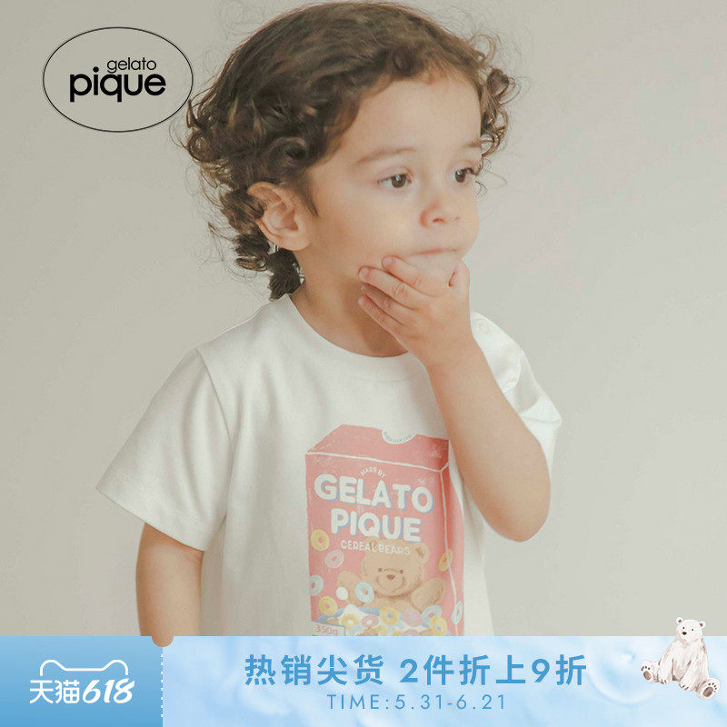 gelato pique秋冬婴儿睡衣小熊麦片短袖T恤居家PBCT244459