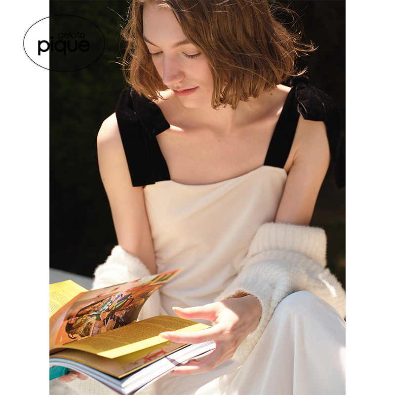 gelatopique蝴蝶结缎带连衣裙