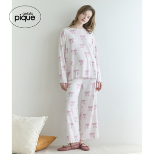 蝴蝶结木耳边系带长裤 女睡裤 PWCP255315 pique25秋冬新品 gelato