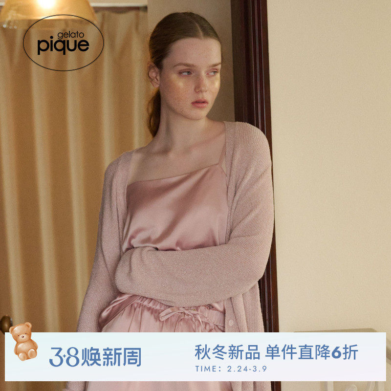 gelato pique25秋冬新品女奶昔纯色纽扣针织开衫PWNT254054